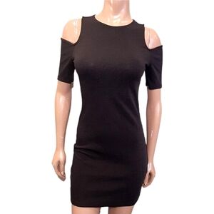 3/$20 Divided H&M Cold Shoulder Mini Dress Short Sleeve Ribbed Bodycon LBD
